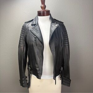 Boda Skins Black Sheepskin Moto Jacket Sz 2 N S Alexander Celeb Owned Rare HTF
